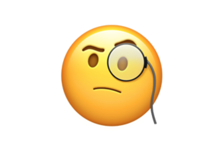 Ilustrasi emoji wajah dengan memakai satu lensa bundar.