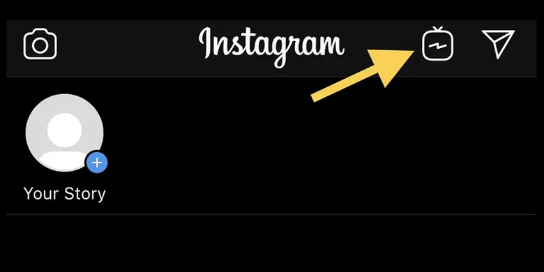 Tombol IGTV yang hilang di beranda Instagram.