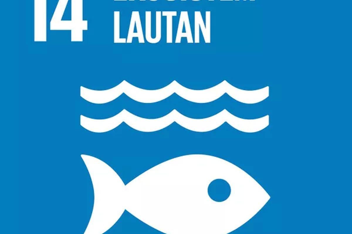 Logo tujuan 14 Sustainable Development Goals (SDGs) ekosistem lautan.