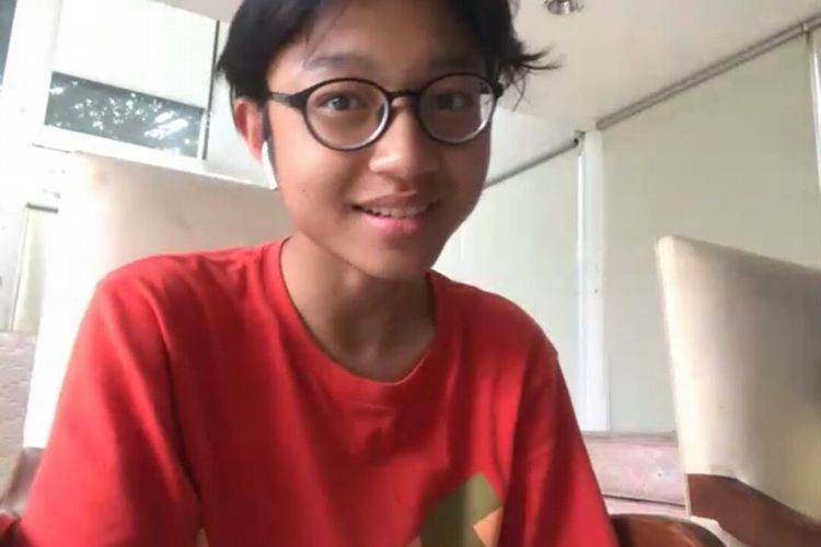 Aktor remaja Kiesha Alvaro saat konferensi pers virtual sinetron Dari Jendela SMP, yang diikuti Kompas.com, Rabu (1/7/2020).