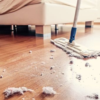 Ilustrasi membersihkan debu di lantai rumah. 