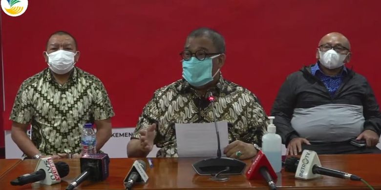 Sekjen Kemensos, Hartono saat memberikan keterangan kepada wartawan, Minggu (6/12/2020).