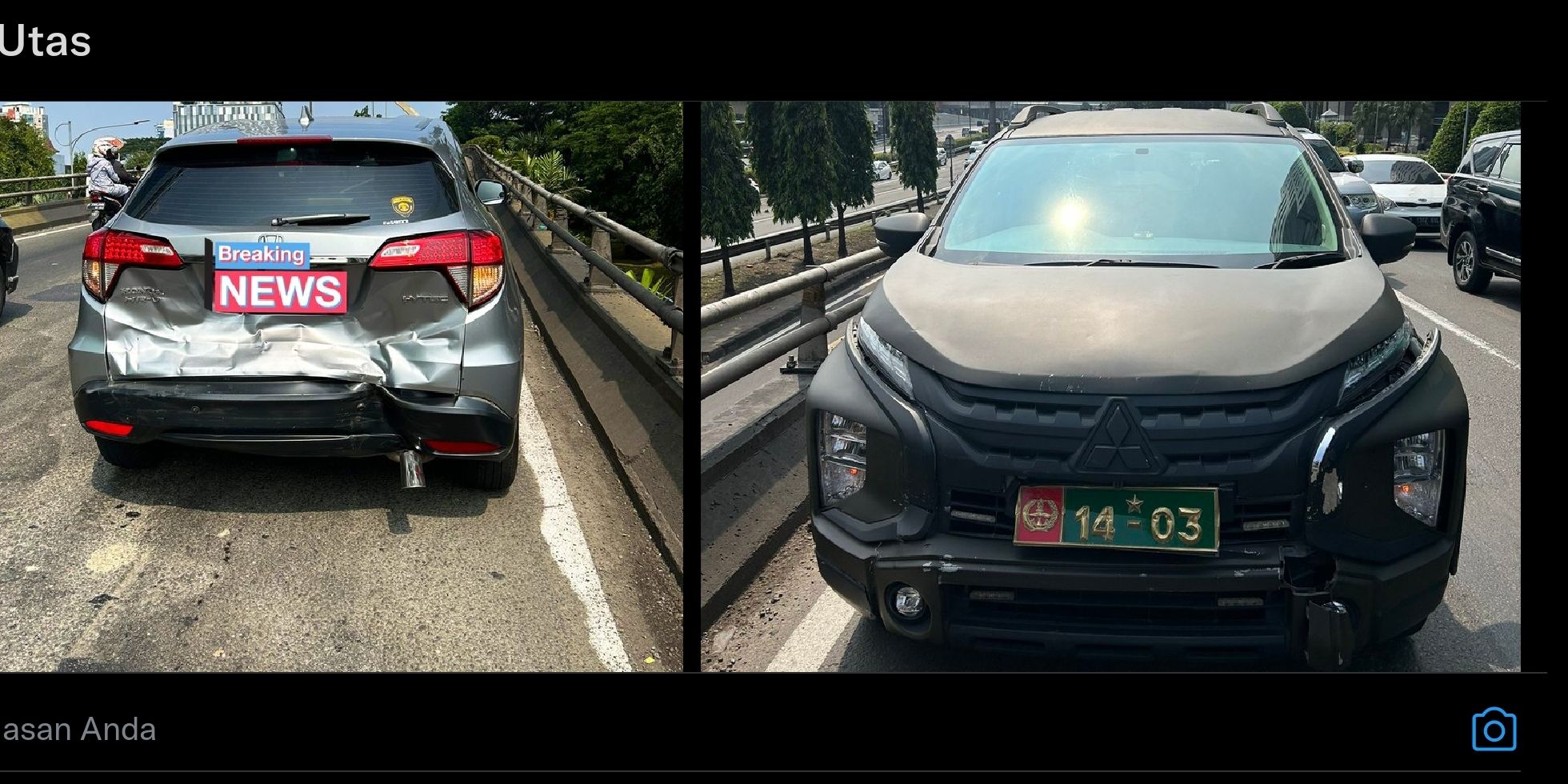 Mobil Dinas TNI Tabrak HRV hingga Ringsek di Pancoran, Korban Protes Hanya Diberi Ganti Rugi Rp 1 Juta