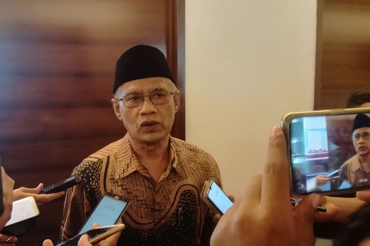 Ketua Umum Pimpinan Pusat Muhammadiyah Haedar Nashir di Hotel Luwansa, Jakarta, Jumat (16/8/2019)