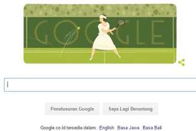 Google Doodle menampilkan animasi gerakan tenis Suzanne Lenglen, Selasa (24/5/2016)