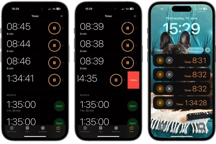Tampilan fitur timer yang baru di iOS 17