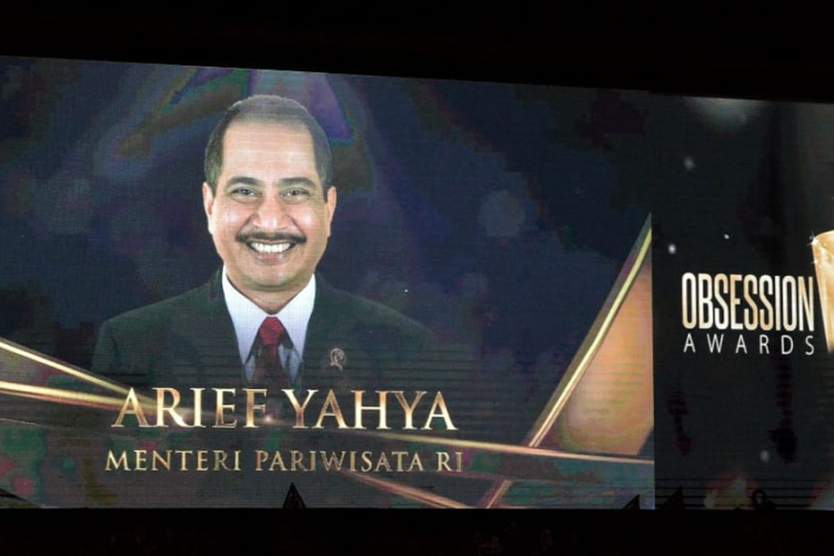 Menteri Pariwisata (Menpar) Arief Yahya meraih penghargaan di ajang Mens Obsession Award, Rabu (6/3/2019) lalu, sebagai best individual achievers dalam kategori menteri. 