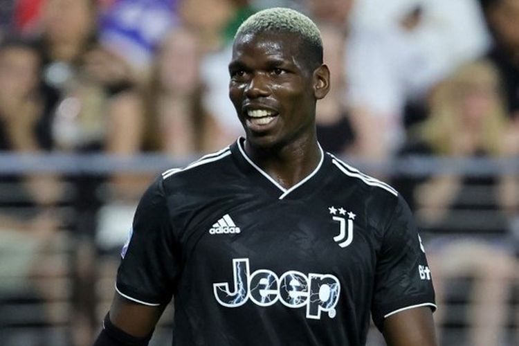 Aksi Paul Pogba ketika membela Juventus pada laga uji coba kontra tim Meksiko, Guadalajara, di Allegiant Stadium, Amerika Serikat, Sabtu (22/5/2022) pagi WIB. Terdekat, Pogba dipastikan absen ketika Juventus menghadapi Barcelona, Rabu (27/7/2022) pagi WIB.