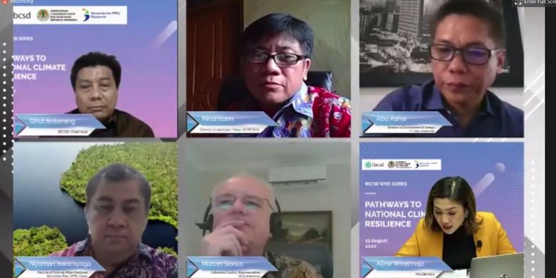 Tangkap layar acara IBCSD web series ?Pathways To National Climate Resilience?.