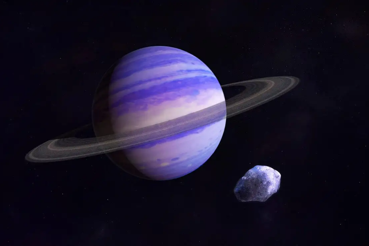 Ilustrasi planet berwarna ungu 
