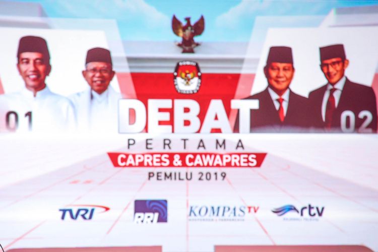 Debat pilpres pertama di Hotel Bidakara, Jakarta Selatan, Kamis (17/1/2019). Tema debat pilpres pertama yaitu mengangkat isu Hukum, HAM, Korupsi, dan Terorisme.