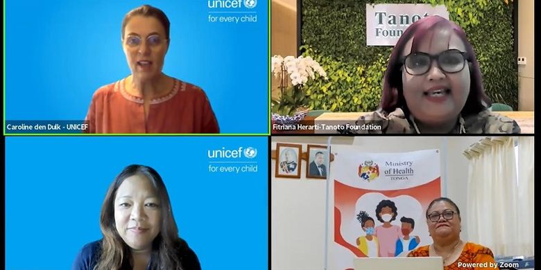 Tanoto Foundation bersama UNICEF East Asia and Pacific berbagi informasi mengenai pentingnya vaksin bagi anak-anak melalui live chat melalui Facebook UNICEF Indonesia, Kamis (28/4/2022). 