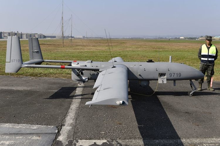 Drone pengintai Rui Yuan atau Elang Tajam, yang diperkenalkan Angkatan Udara Taiwan pada Kamis (24/1/2019).