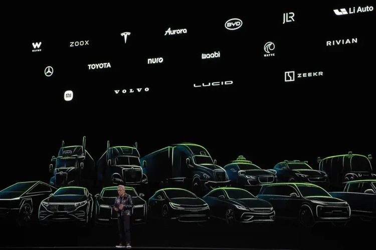 Jensen Huang, Co-founder dan CEO Nvidia, dalam pidato pembukaan di ajang Consumer Electronics Show (CES) 2025 di Las Vegas, Selasa (7/1/2025)