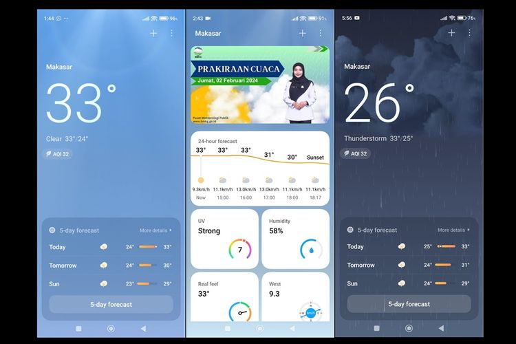 Tampilan aplikasi cuaca di HyperOS Xiaomi 12 Lite