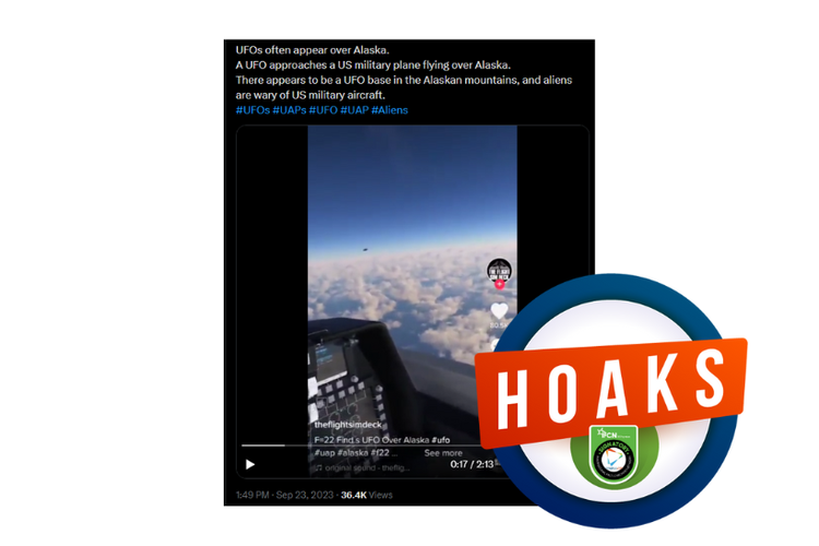 Hoaks, video UFO mendekati pesawat tempur AS yang sedang terbang di Alaska