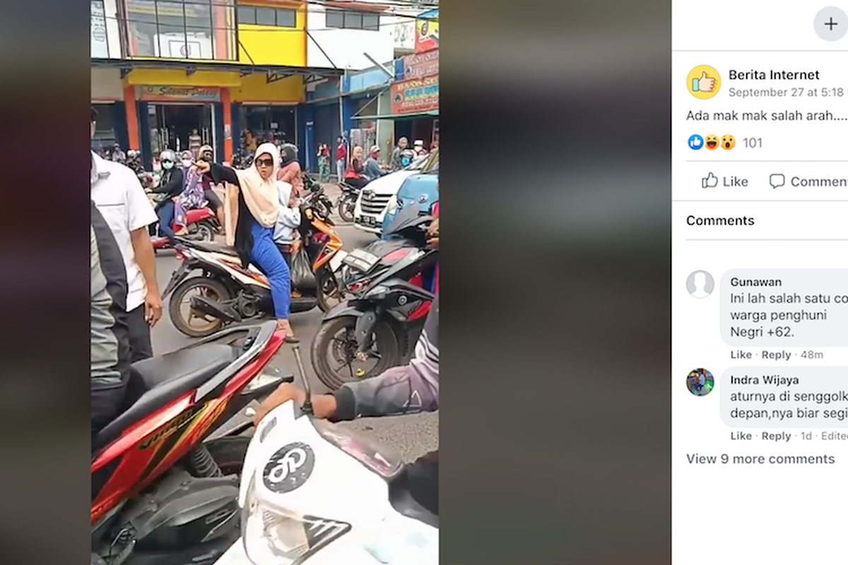 Viral, video Ibu-ibu lawan arus