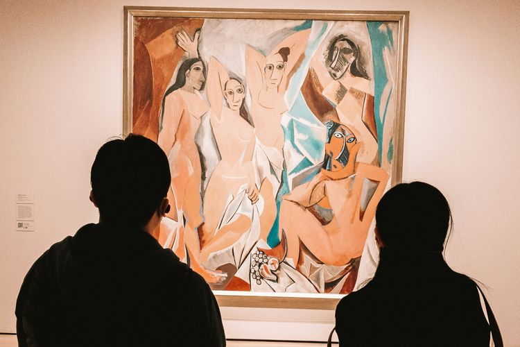 Ilustrasi lukisan Les Demoiselles d'Avignon karya Pablo Picasso