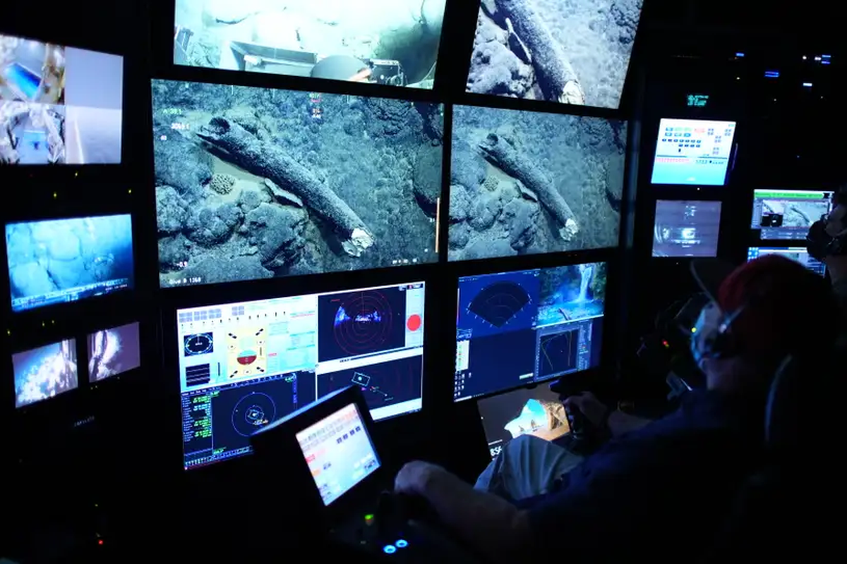 Peneliti mendokumentasikan gading sebelum akhirnya diambil dari dasar laut

