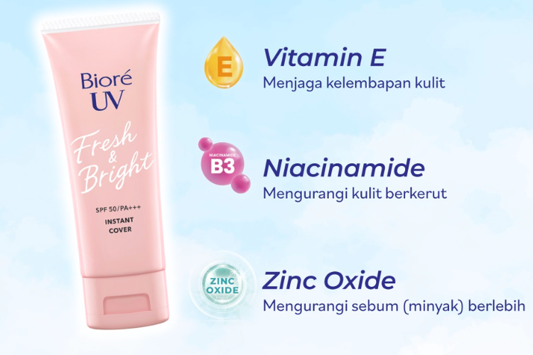 Biore UV Fresh & Bright Instant Cover Sunscreen, rekomendasi sunscreen murah