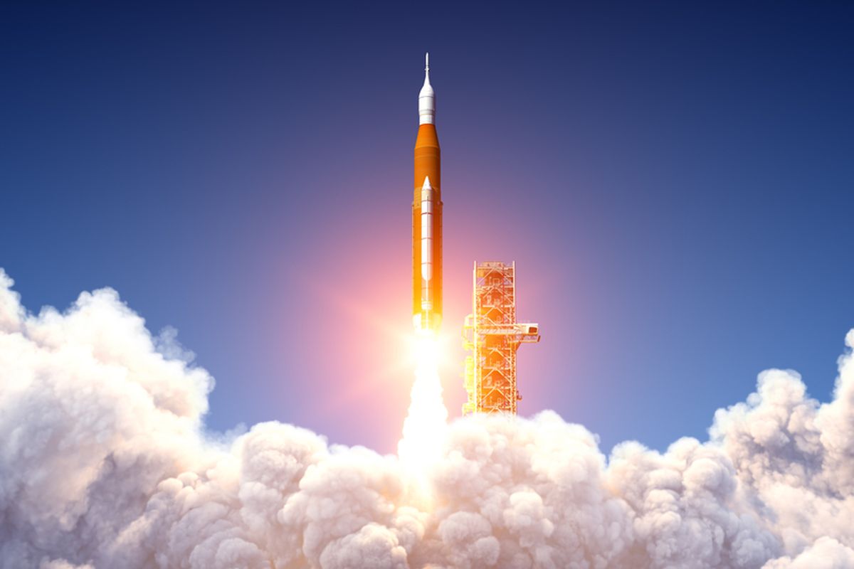 Ilustrasi peluncuran satelit.