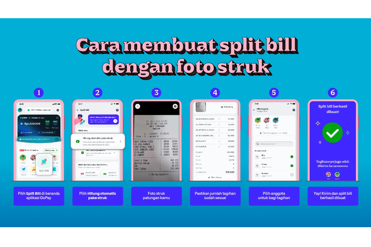 Cara split bill di aplikasi Gopay.