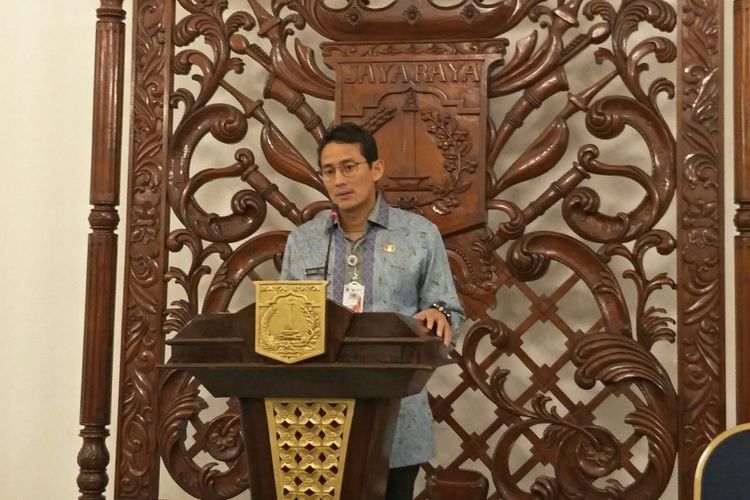 Wakil Gubernur DKI Jakarta Sandiaga Uno di Balai Kota DKI Jakarta, Jalan Medan Merdeka Selatan, Kamis (4/1/2018).