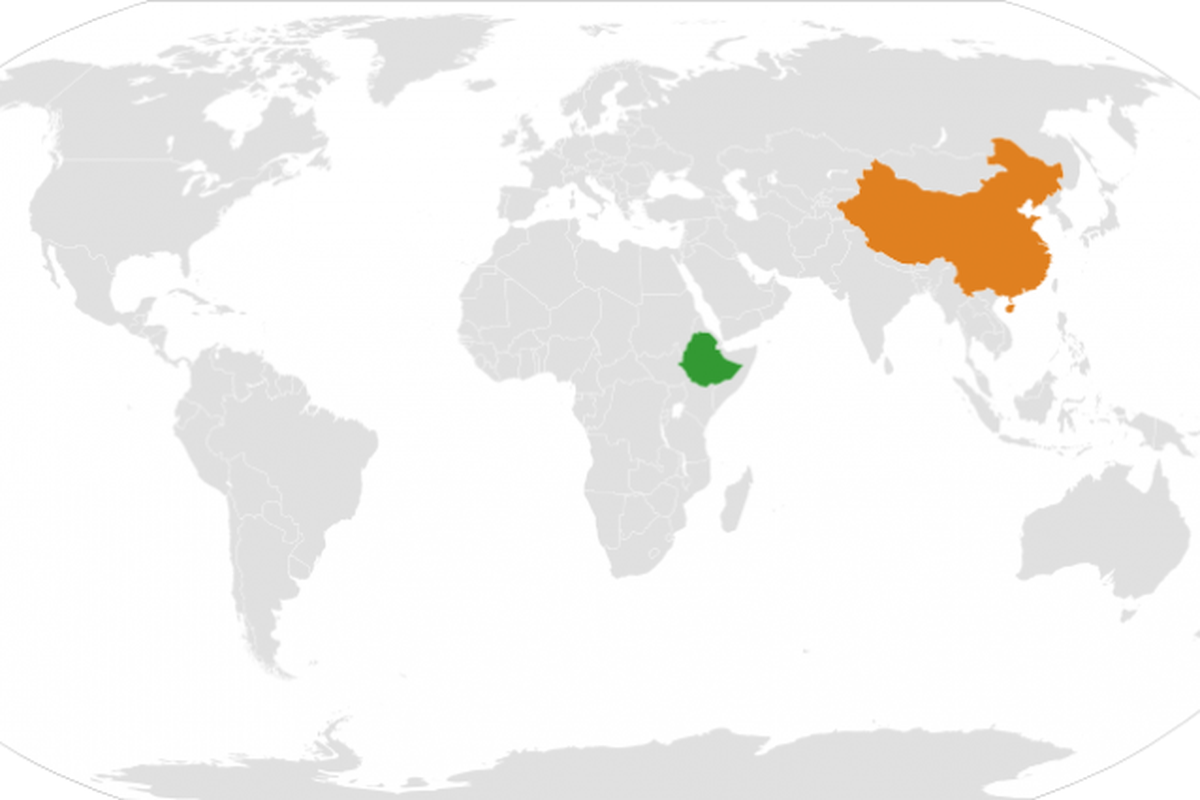 Peta wilayah Ethiopia dan China.