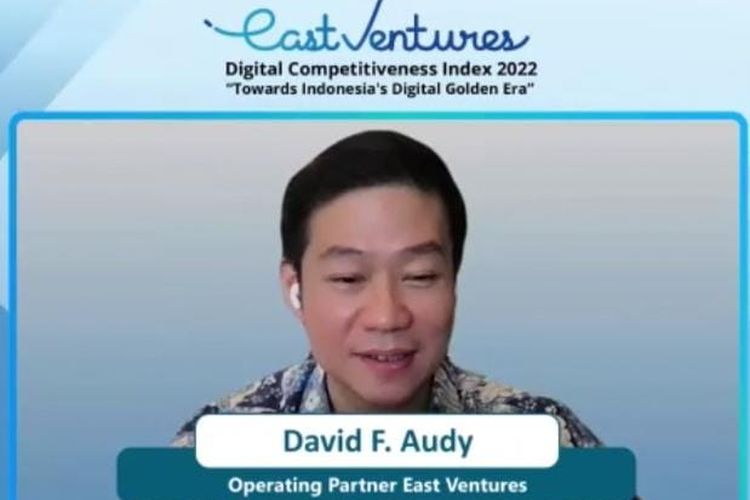 Operating Partner East Ventures David Fernando Audy pada konferensi pers peluncuran East Ventures Digital Competitiveness Index 2022, Senin (7/3/2022).