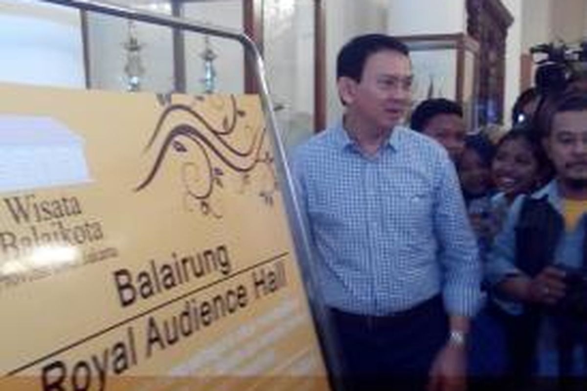 Gubernur DKI Jakarta Basuki Tjahaja Purnama pada pembukaan Wisata Balai Kota, Sabtu (12/9/2015).