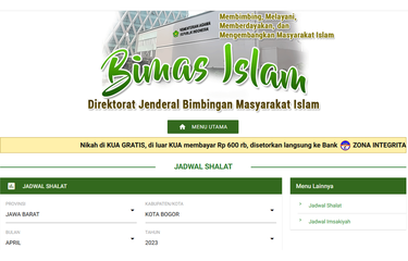 Tangkapan layar jadwal shalat wilayah Kota Bogor dan sekitarnya selama Ramadhan 2023