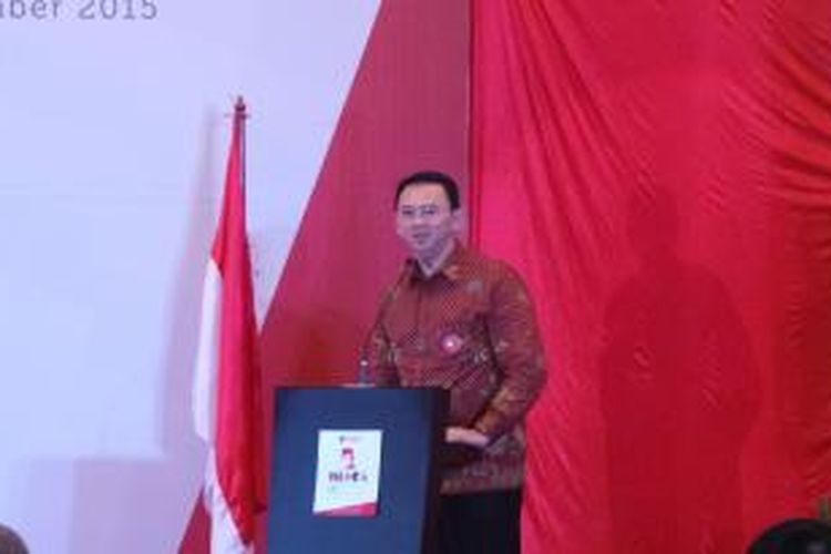 Gubernur DKI Jakarta Basuki Tjahaja Purnama dalam penganugerahan Bung Hatta Anti Corruption Awards, di Graha Niaga, Kamis (5/11/2015).