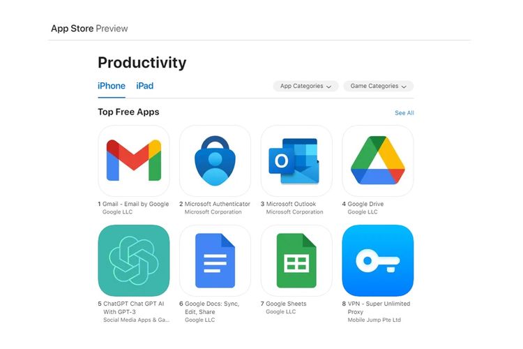 Aplikasi ChatGPT palsu (nomor 5) populer di App Store