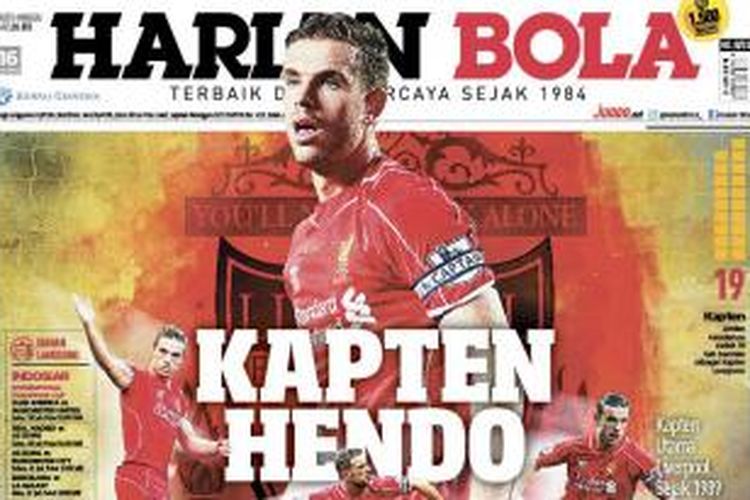 Cover Harian BOLA edisi Sabtu (11/7/2015).