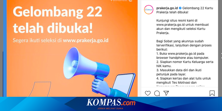 Prakerja gelombang 22 dibuka