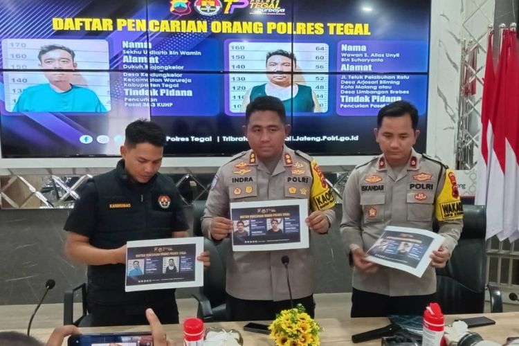 BURON: Polres Tegal merilis identitas DPO keenam tahanan yang kabur dari Rutan Brata Wirya Markas Polres Tegal, Jawa Tengah, saat konferensi pers, Jumat (25/10/2024).