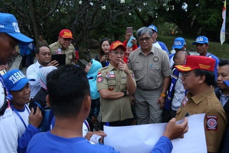 Menteri Sosial (Mensos) Agus Gumiwang Kartasasmita saat menghadiri Jambore Taruna Siaga Bencana (Tagana) dan Bakti Sosial Tingkat Nasional