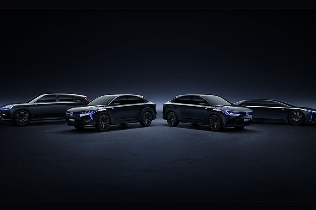 Honda memamerkan empat model mobil listrik konsep pada Shanghai Auto Show 2023 di China