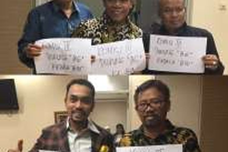 Beredar foto sejumlah Anggota Komisi III DPR membawa kertas bertuliskan dukungan kepada Komjen Pol Budi Gunawan untuk menjadi Kepala Badan Intelijen Negara (BIN). Pada hari yang sama, Budi juga menjalani uji kepatutan dan kelayakan calon Kepala BIN di Ruang Rapat Komisi I DPR, Senayan, Jakarta, Rabu (7/9/2016)
