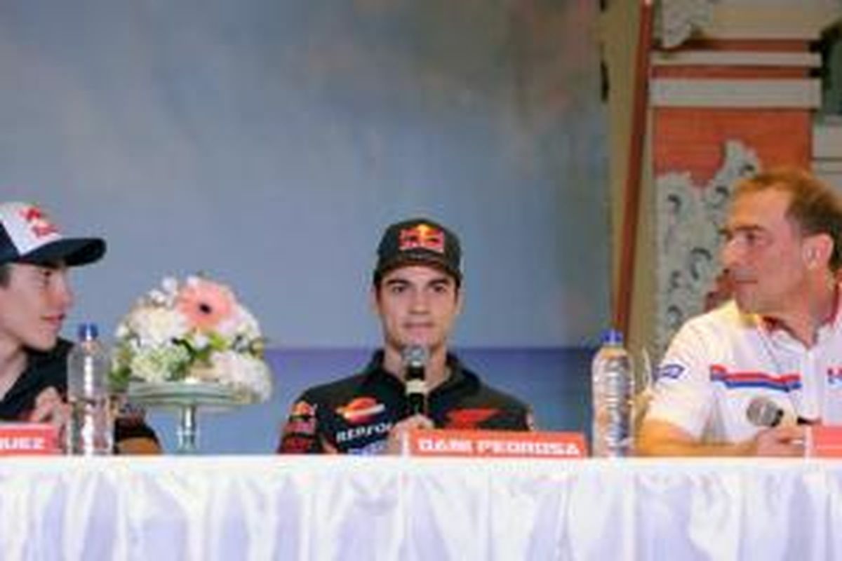 Marc Marquez, Dani Pedrosa, dan Team Principal Repsol Honda Livio Suppo.