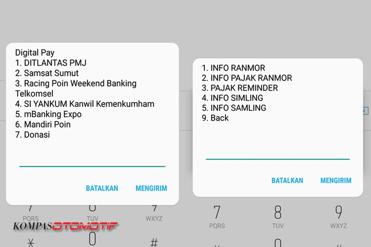 Layanan informasi kendaraan dan pajak *368# dan SMS 8893