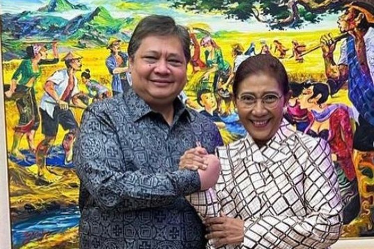 Ketua Umum Partai Golkar Airlangga Hartarto bertemu mantan Menteri KKP Susi Pudjiastuti seperti diunggah Susi dalam akun Instagram, Rabu (19/10/2022).