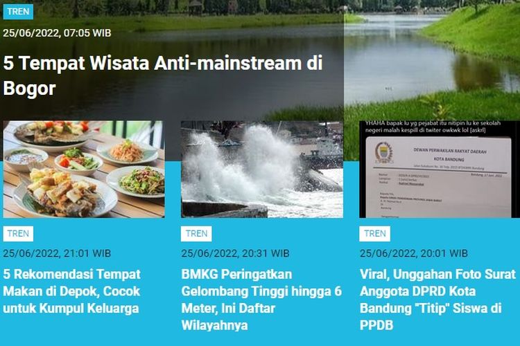 Tempat wisata anti-mainstream Bogor menjadi salah satu berita terpopuler Tren hingga Minggu (26/6/2022).