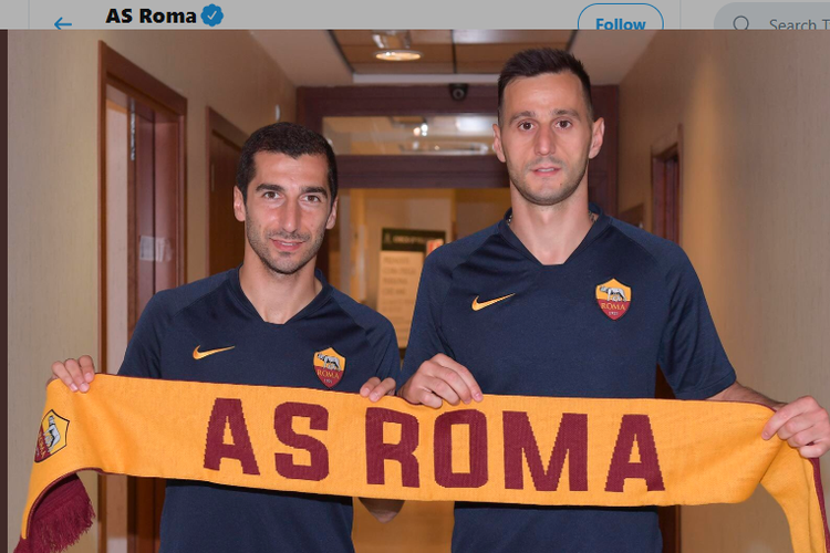 Henrikh Mkhitaryan dan Nikola Kalinic resmi bergabung dengan AS Roma pada hari terakhir bursa transfer musim panas, 2 September 2019. 