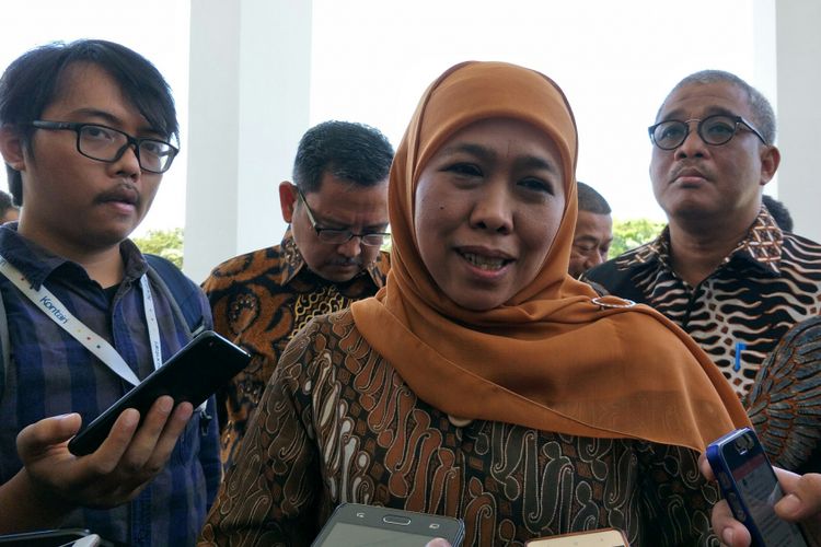 Menteri Sosial RI Khofifah Indar Parawansa ketika ditemui di Auditorium TMPNU Kalibata, Jakarta, Kamis (4/1/2018). 