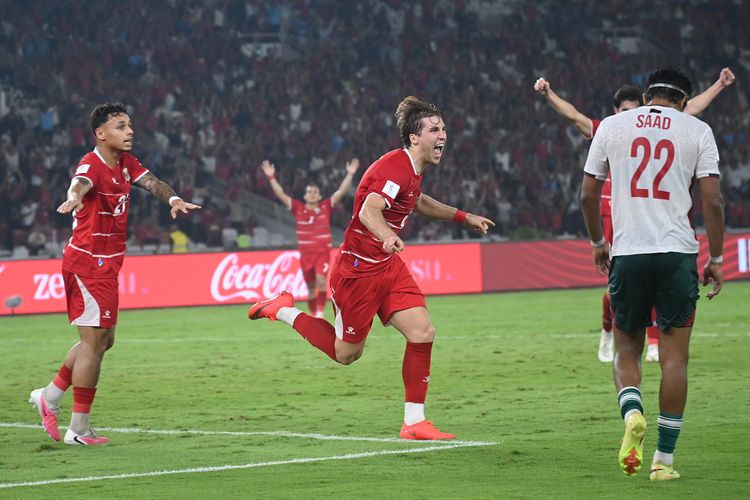 Luke Vickery mencetak gol pada kemenangan 9-2 Timnas Indonesia melawan Bangladesh dalam pertandingan pamungkas Grup A FIFA ASEAN Cup 2026, Kamis (1/10/2026) di Stadion Utama Gelora Bung Karno, Senayan, Jakarta. 