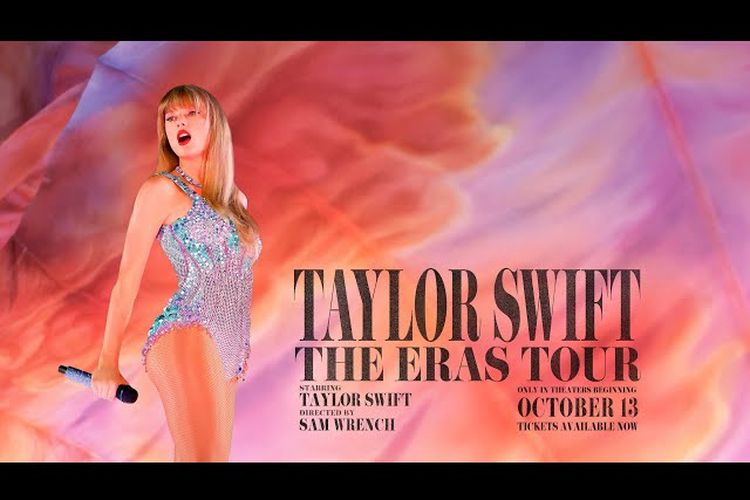 Poster film konser Taylor Swift The Eras Tour.