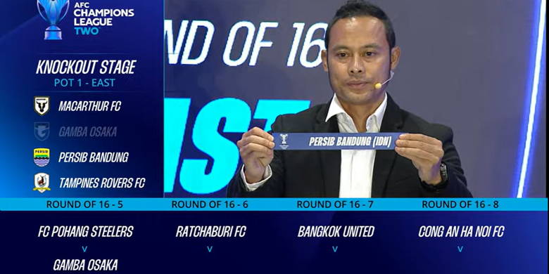 Suasana drawing babak 16 besar AFC Champions League Two yang dilakukan oleh legenda Persib, Atep, di AFC House, Kuala Lumpur, pada Selasa (30/12/2025). Persib Bandung akan menghadapi klub Thailand, Ratchaburi FC.
