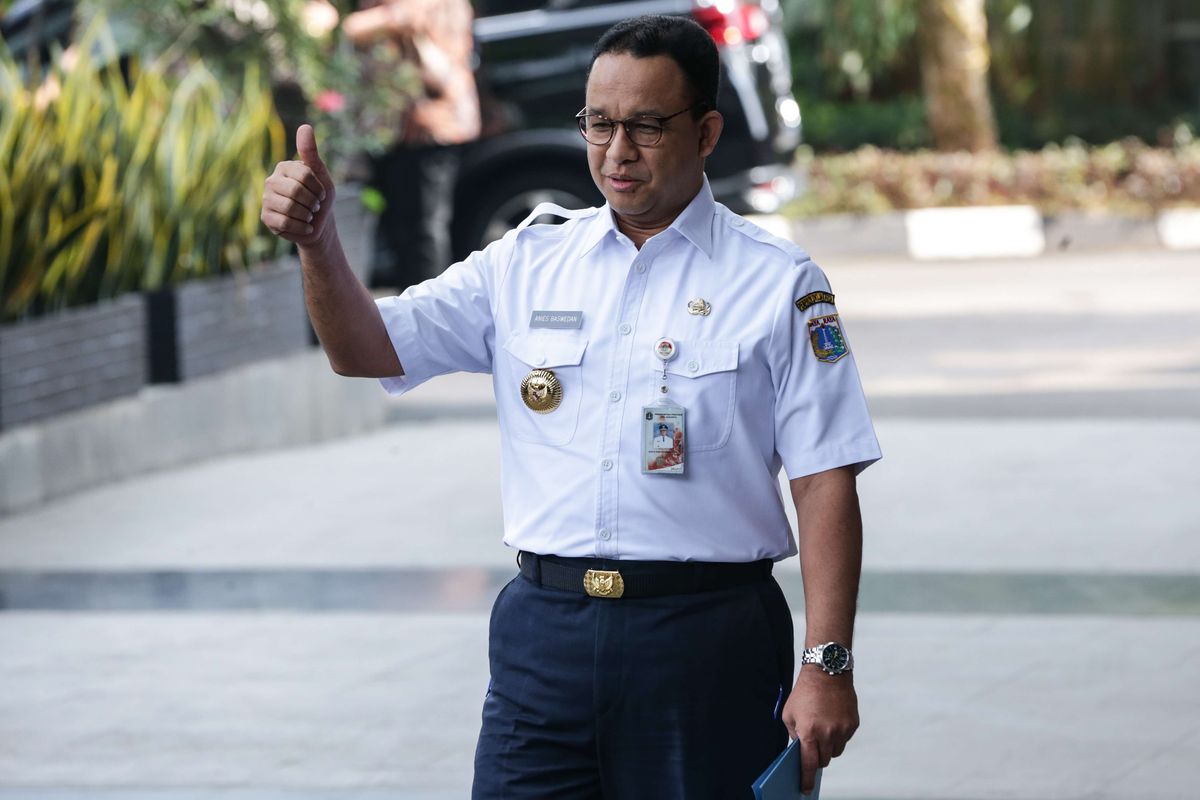 Gubernur DKI Jakarta Anies Baswedan tiba di Gedung Komisi Pemberantasan Korupsi, Jakarta memenuhi pemanggilan pemeriksaan KPK, Rabu (7/9/2022). Pemanggilan ini dilakukan guna mencari dan menemukan dugaan peristiwa pidana dalam gelaran Formula E Jakarta.