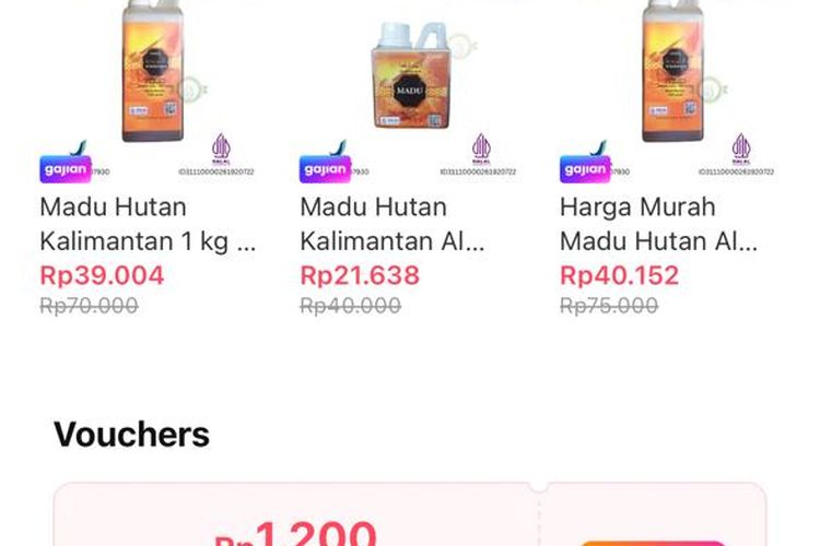 Madu Al-Mubarokah di platform Lazada
